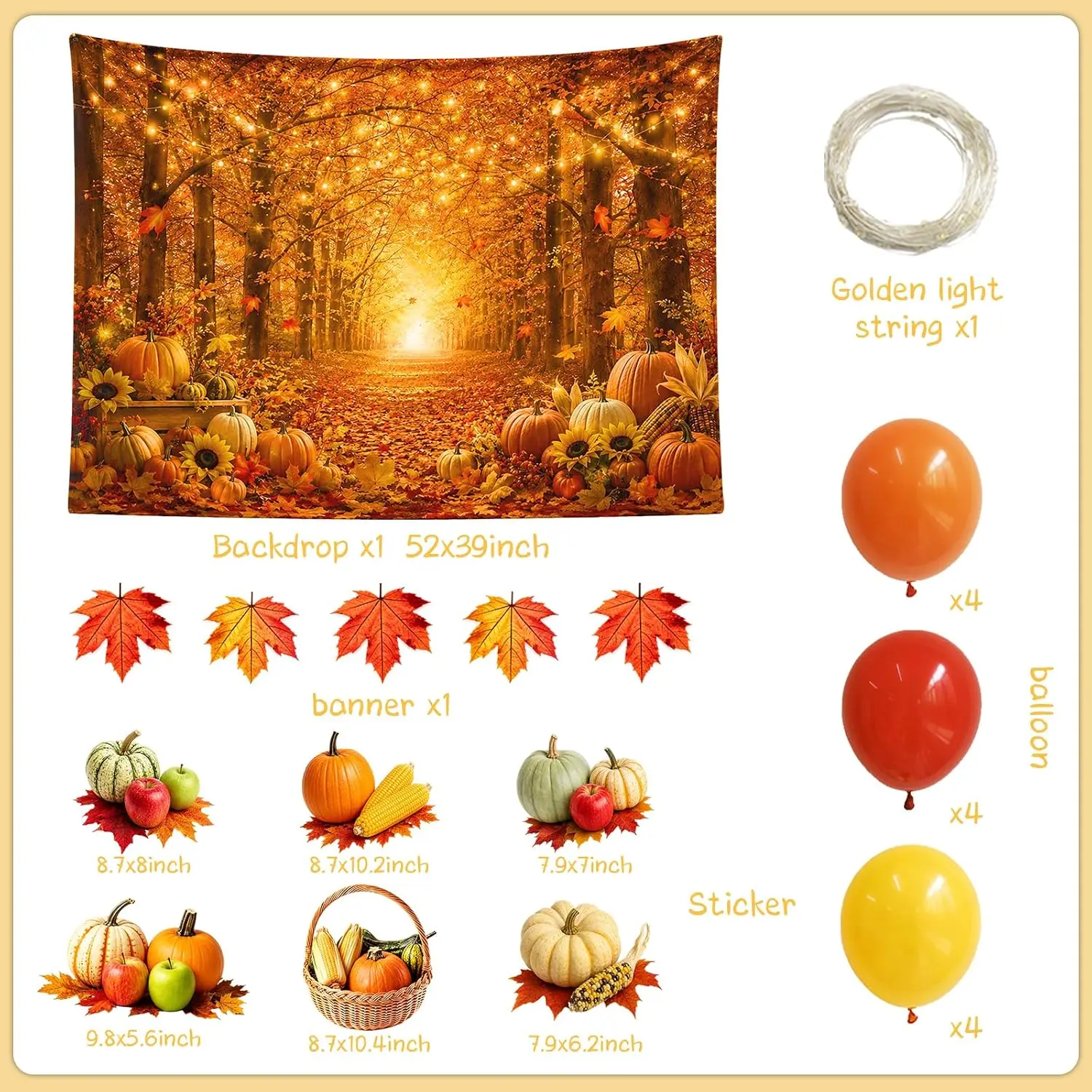 Halloween Trunk or Treat Car Decorations Kit, Autumn Pumpkin Themed Outdoor Garage Archway SUV Decorations with Fall Banner, Backdrop,Balloons and Stickers - Image 3