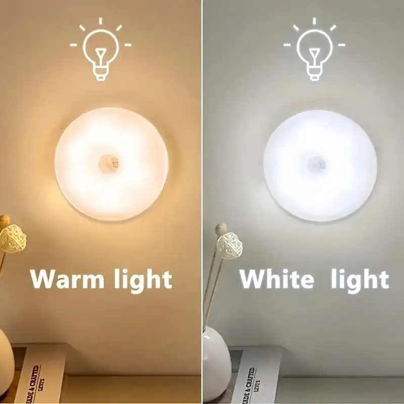 5-Piece 8-LED USB Rechargeable Motion-Sensing Night Light, Magnetic Wall Lamp, White/Warm White Light, Suitable for Staircases, Wardrobes, Bedrooms, Bedside Areas, Shoe Cabinets, for Home Use. - Image 11