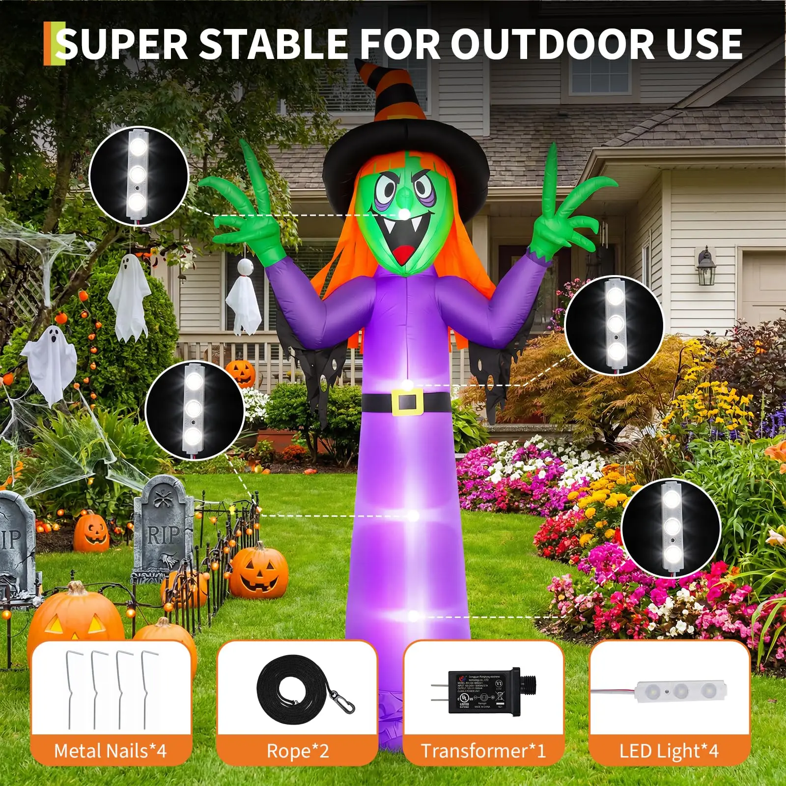 Inflatable Halloween Witch Decoration 360cm Tall Spooky Outdoor Yard - Image 4