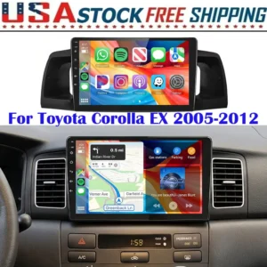 New 9inch Android 15 Quad Core Touch Car Stereo Radio Multimedia Video Player GPS Navigation Head Unit For Toyota Corolla EX 2005-2012 Support Wireless Carplay Android Bluetooth WiFi FM RDS DSP SWC Mirror Link Reverse Camera Mic