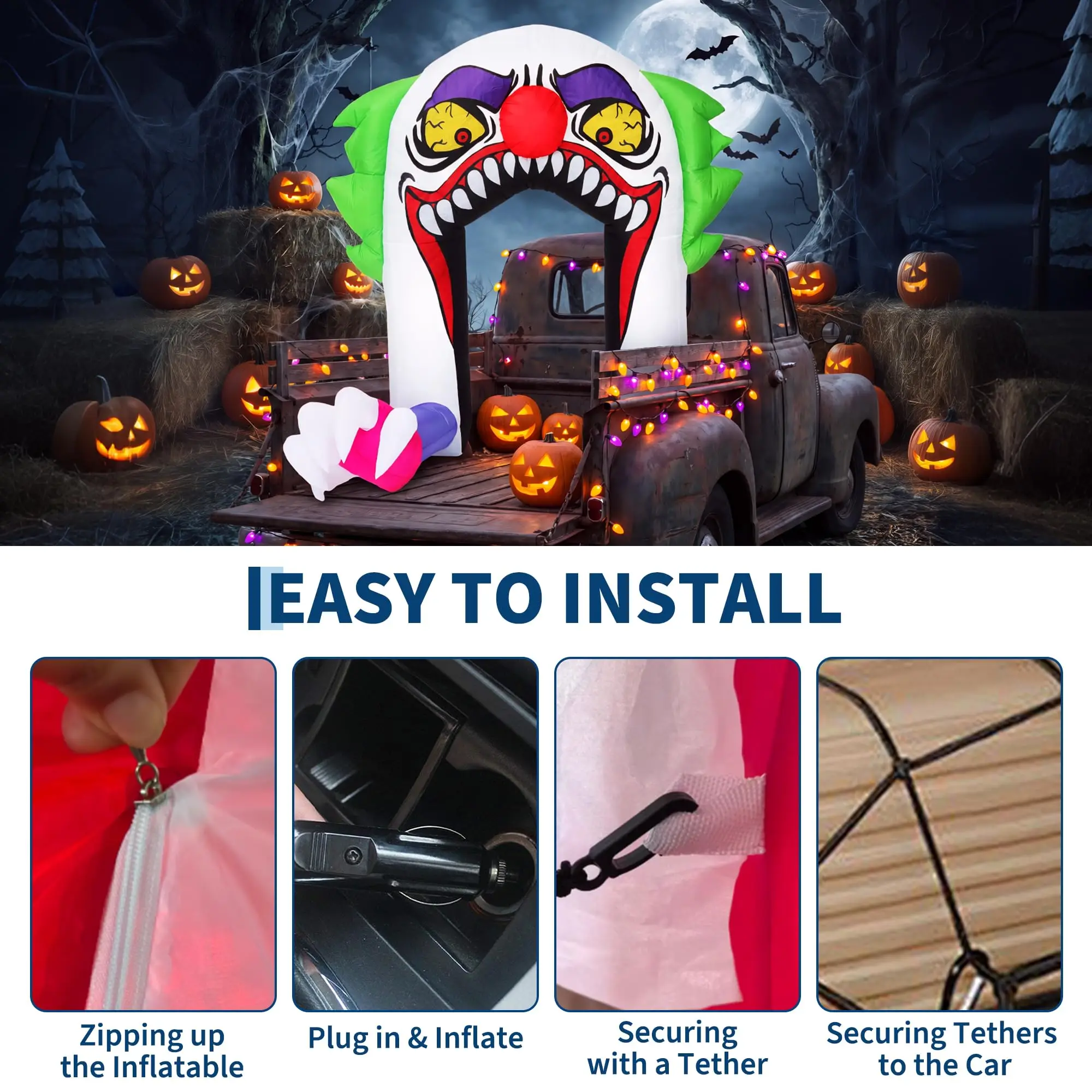 5ft Halloween Inflatable Clown Arch For Trunk Or Treat Car Decorations - Image 14