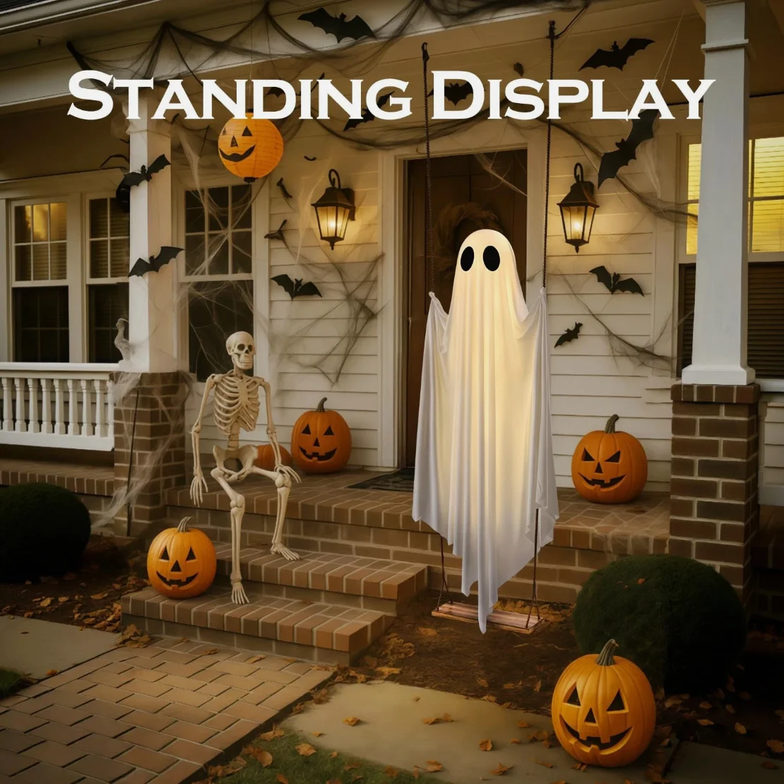 Large Outdoor Hanging Swing Ghost Halloween Decoration Light-Up Spooky Decor for Yard Party Halloween - Image 4