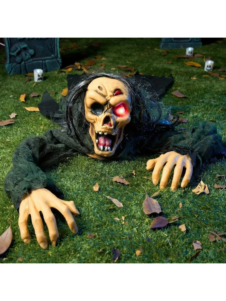 Halloween Outdoor Decoration Zombie Groundbreaker, Outside Halloween Graveyard Decor, Zombie Prop with Creepy Sound and Glowing Eyes, Scary Groundbreaker Decorations for Lawn Yard, Photobooth Props - Image 6