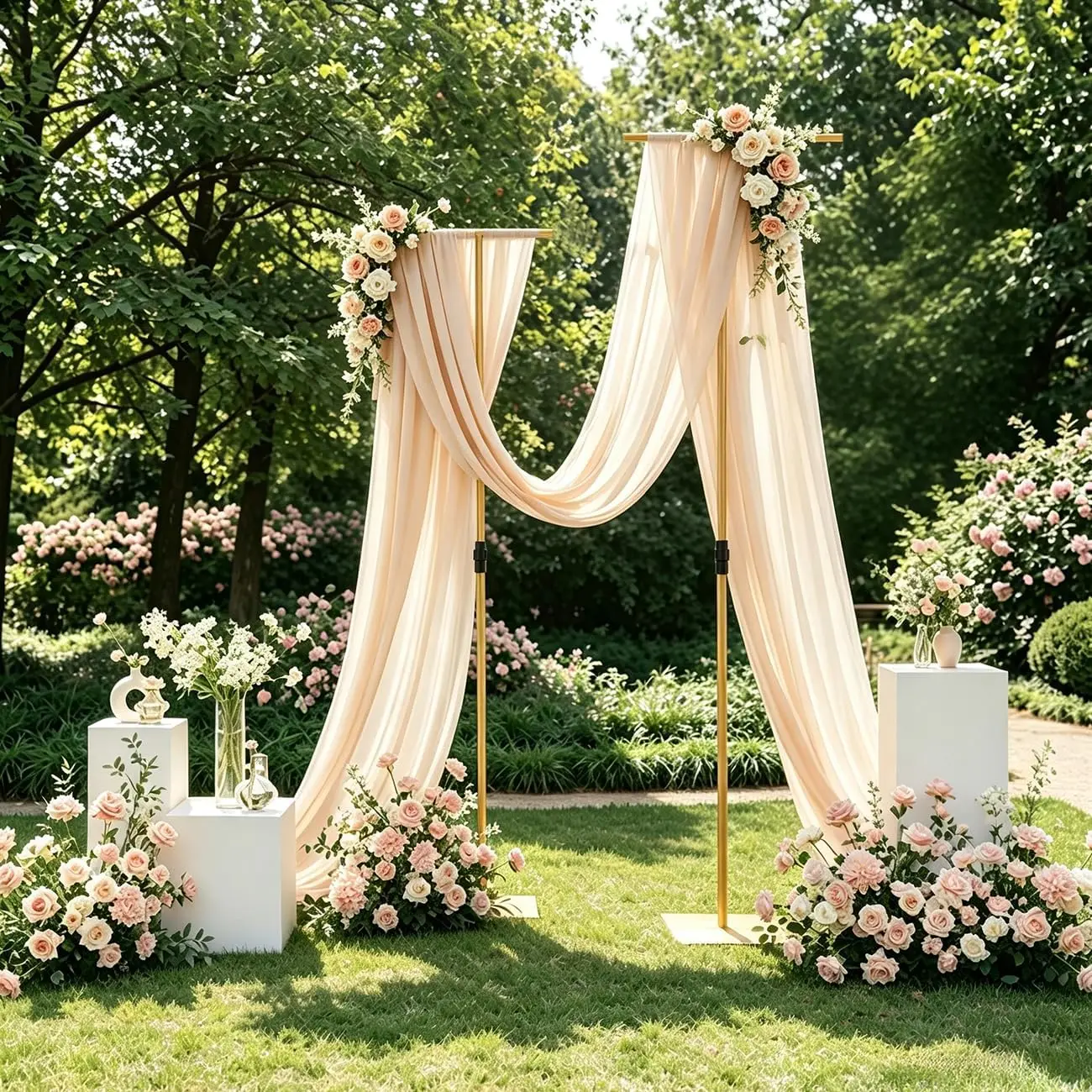 2Pcs Heavy Duty T-Shape Backdrop Stand, Adjustable 2.6-8FT Wedding Background Stand for Party Decor, Portable Metal T-Backdrop Support for Arch, Birthday, Baby Shower, Events - Image 5