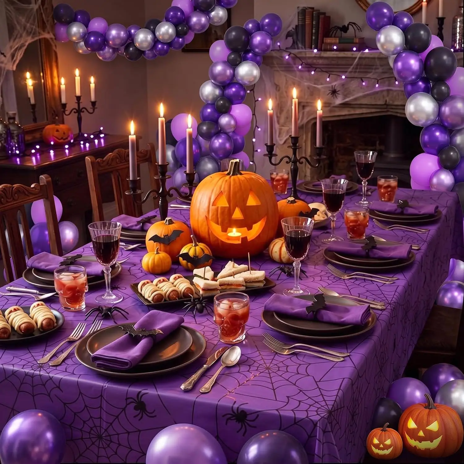 Gejoy 133 Pcs Halloween Party Decorations Set Horror Night Backdrop Balloon - Image 6