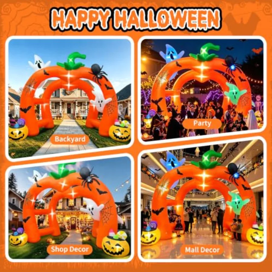12FT Halloween Inflatable Archway, Giant Pumpkin Inflatable Tunnel Halloween Pumpkin Ghost Arch Inflatables Blow Up Ya - Image 13