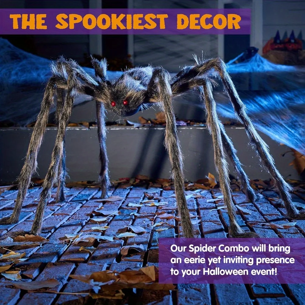 Halloween Outdoor Decorations Giant Spider, Scary Large Spider Props for Yard Lawn Halloween Outside Decor and Indoor Party Decor, Brown (Standing Height is 15 inches) - Image 6
