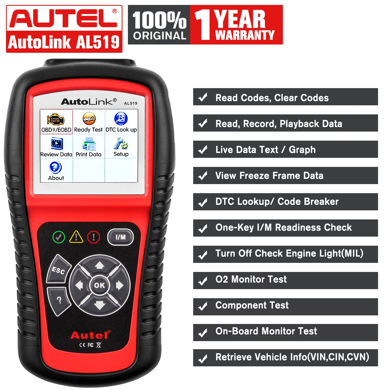 Autel AL619 AL519 OBD2 Scanner Car Diagnostic Tool Code - Image 15