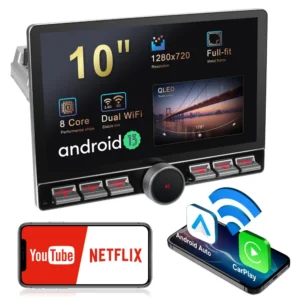 IYING Single Din 11.6" Car Radio Wireless CarPlay Android Auto 2+32GB, 5G WiFi Split‑Screen PIP, AM FM Car Stereo with Physical Knob, Steering Wheel Control, Detachable Adjustable Display