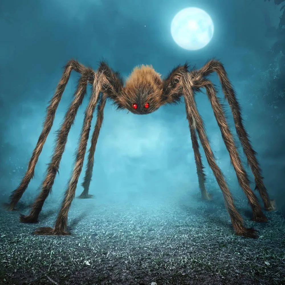 Halloween Outdoor Decorations Giant Spider, Scary Large Spider Props for Yard Lawn Halloween Outside Decor and Indoor Party Decor, Brown (Standing Height is 15 inches) - Image 8