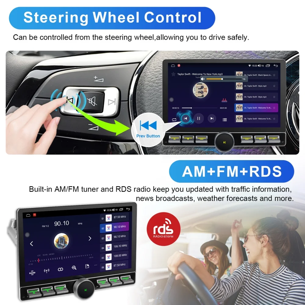 IYING Single Din 11.6" Car Radio Wireless CarPlay Android Auto 2+32GB, 5G WiFi Split‑Screen PIP, AM FM Car Stereo with Physical Knob, Steering Wheel Control, Detachable Adjustable Display - Image 3