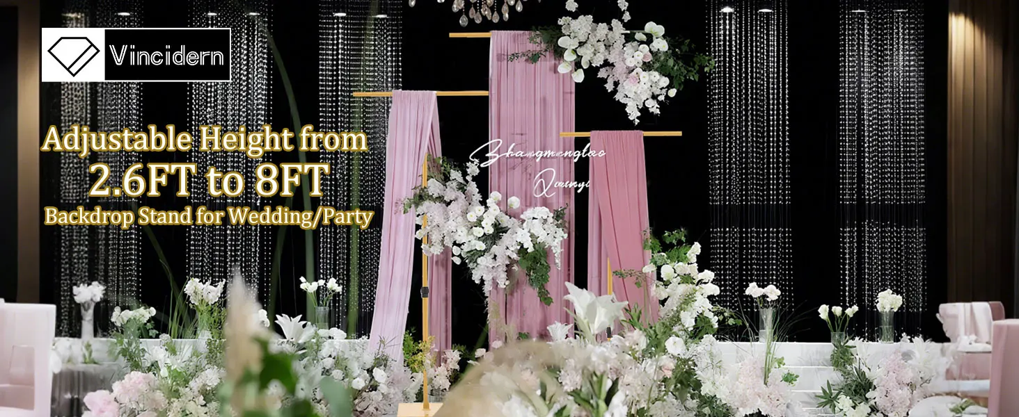2Pcs Heavy Duty T-Shape Backdrop Stand, Adjustable 2.6-8FT Wedding Background Stand for Party Decor, Portable Metal T-Backdrop Support for Arch, Birthday, Baby Shower, Events - Image 9