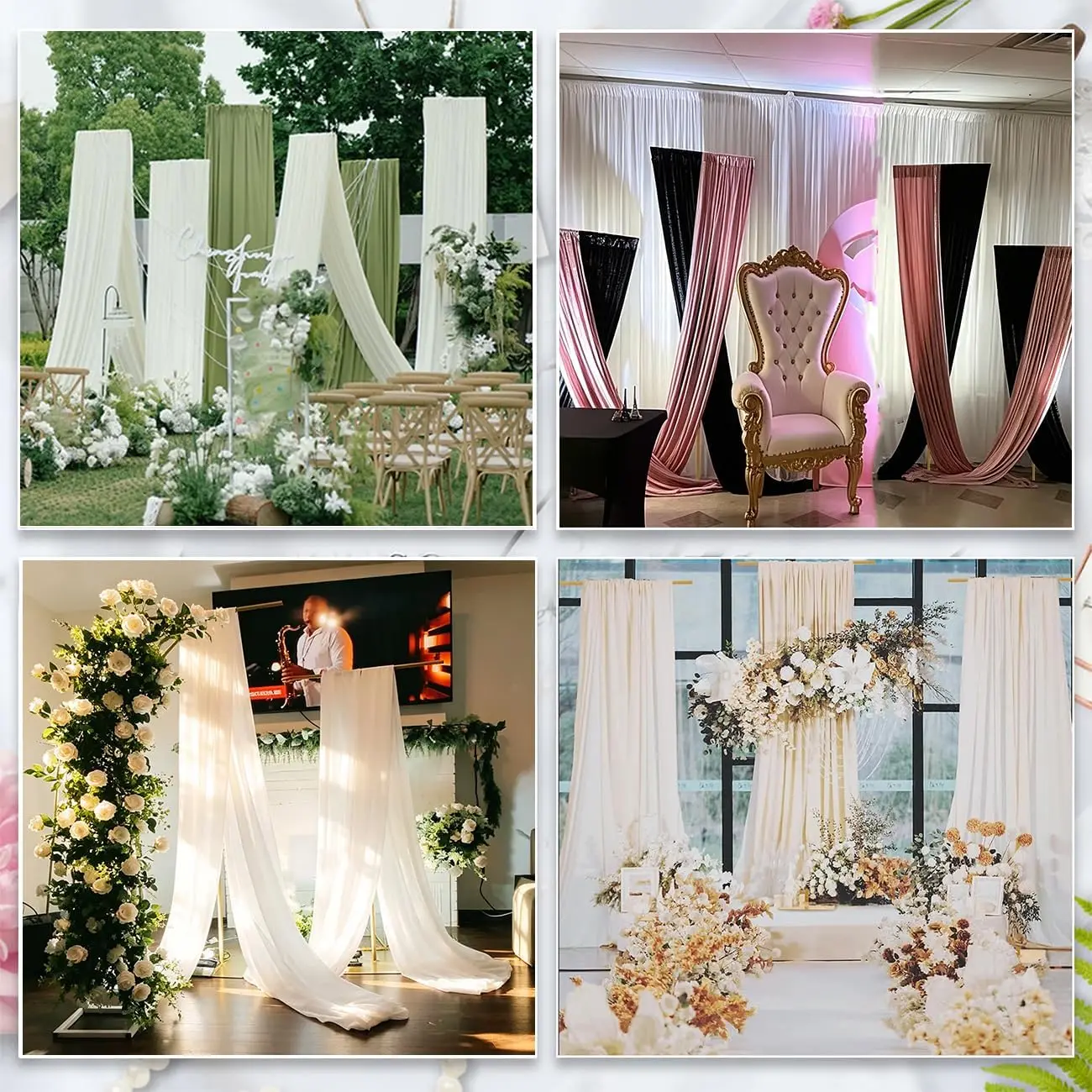 2Pcs Heavy Duty T-Shape Backdrop Stand, Adjustable 2.6-8FT Wedding Background Stand for Party Decor, Portable Metal T-Backdrop Support for Arch, Birthday, Baby Shower, Events - Image 7