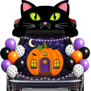 Trunk or Treat Car Decorations Kit, Halloween Cute Black Cat Decorations