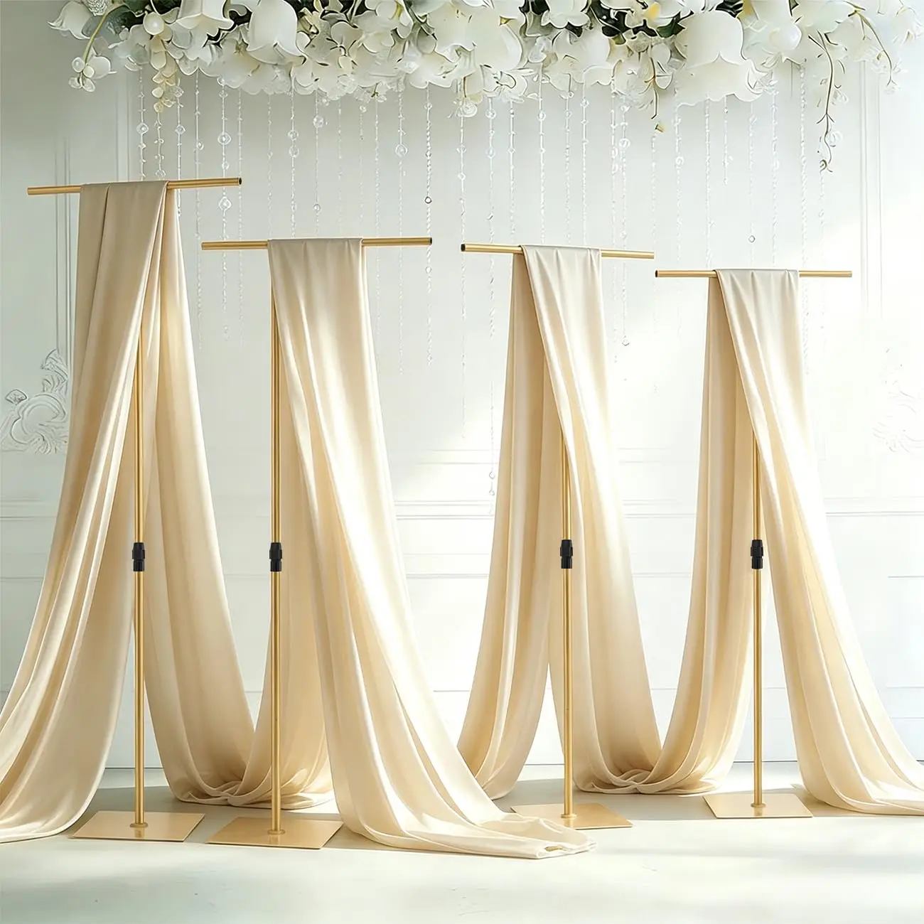 2Pcs Heavy Duty T-Shape Backdrop Stand, Adjustable 2.6-8FT Wedding Background Stand for Party Decor, Portable Metal T-Backdrop Support for Arch, Birthday, Baby Shower, Events - Image 8