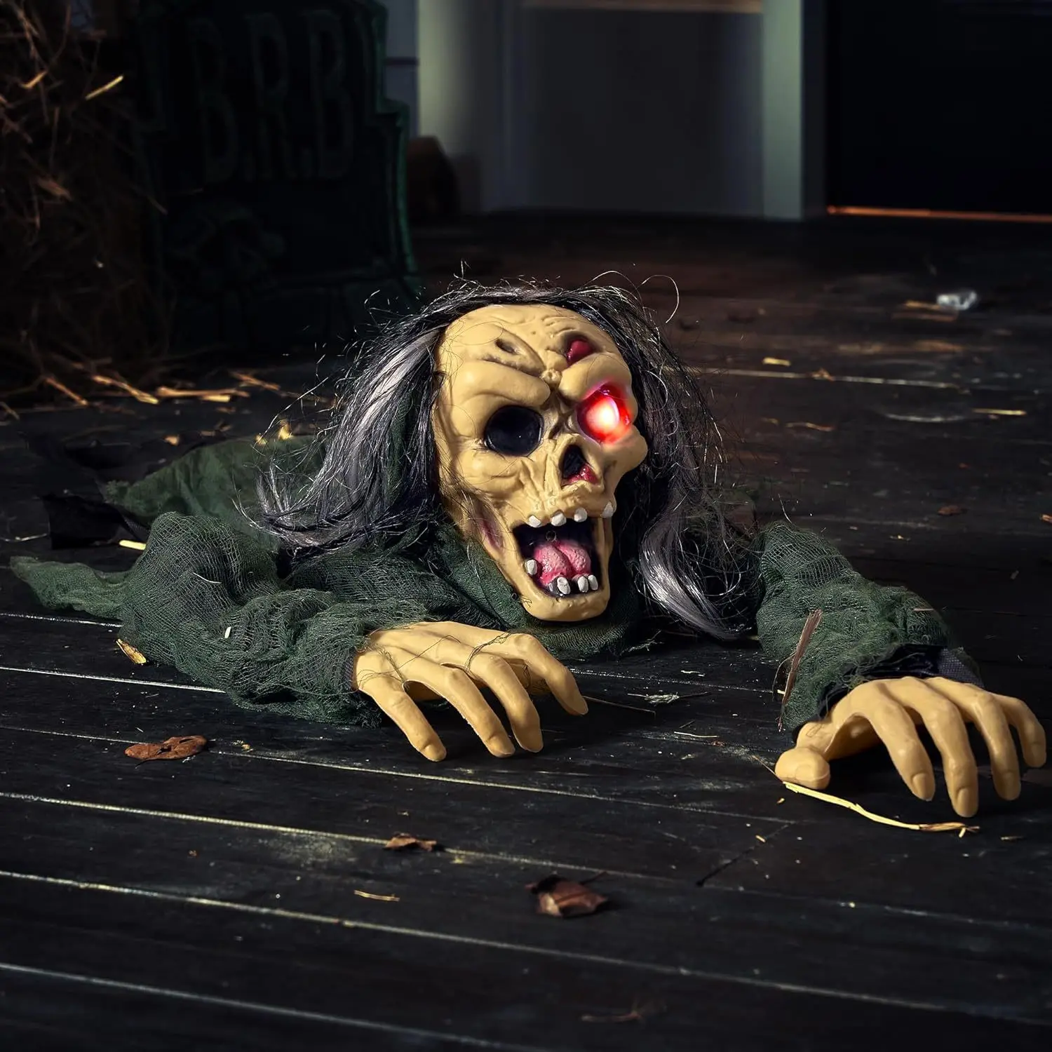 Halloween Outdoor Decoration Zombie Groundbreaker, Outside Halloween Graveyard Decor, Zombie Prop with Creepy Sound and Glowing Eyes, Scary Groundbreaker Decorations for Lawn Yard, Photobooth Props - Image 8