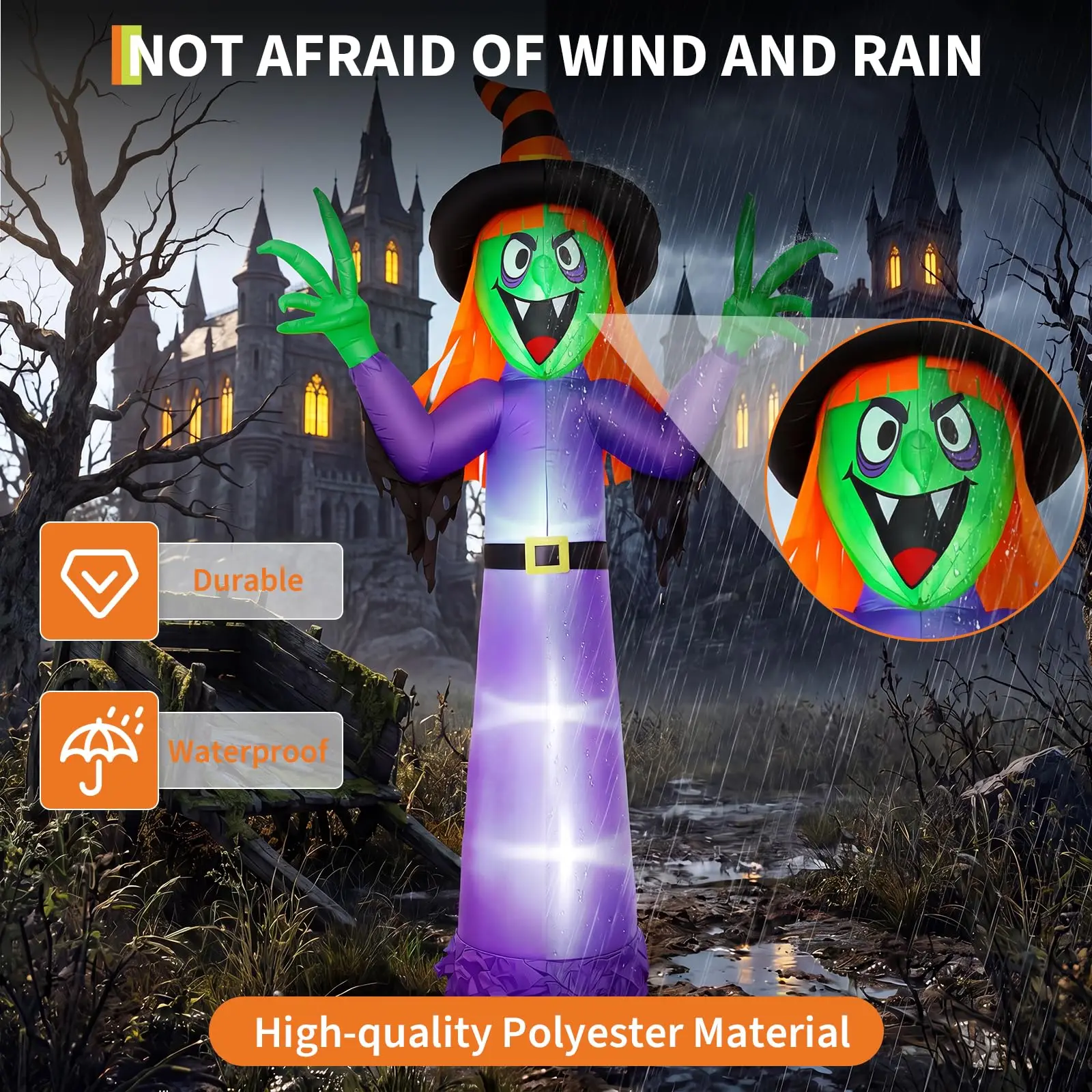 Inflatable Halloween Witch Decoration 360cm Tall Spooky Outdoor Yard - Image 2