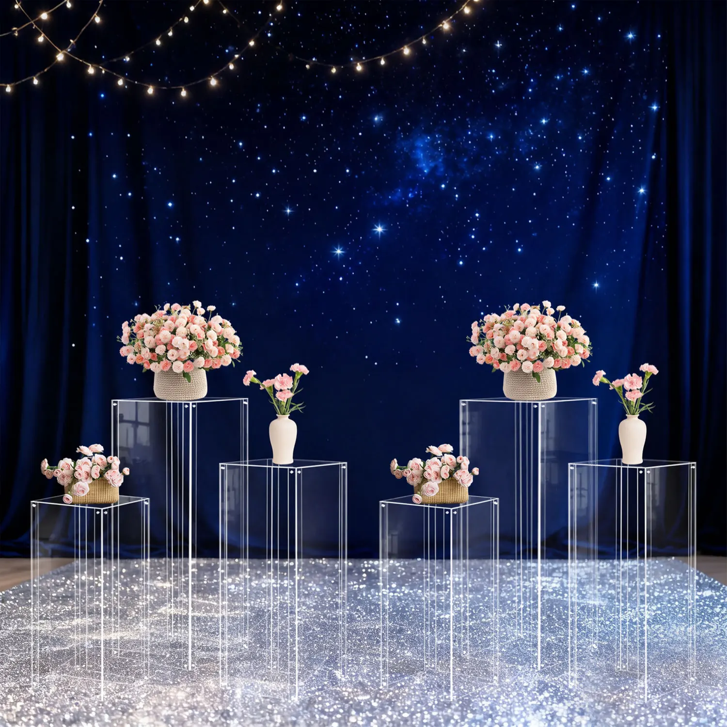 Acrylic Column Pedestal Stand for Party 3PCS Clear Lucite Display Pedestal for Cake Wedding Events Art Gallery Party Decor - Image 4