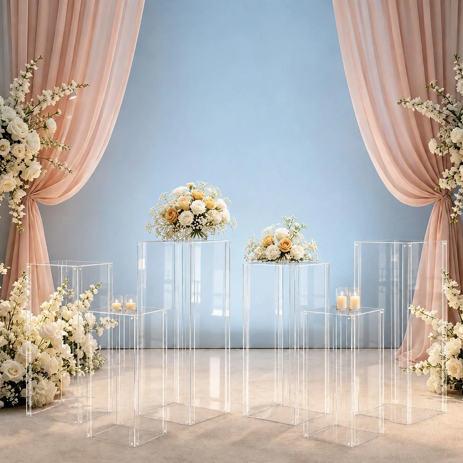 Acrylic Column Pedestal Stand for Party 3PCS Clear Lucite Display Pedestal for Cake Wedding Events Art Gallery Party Decor - Image 11