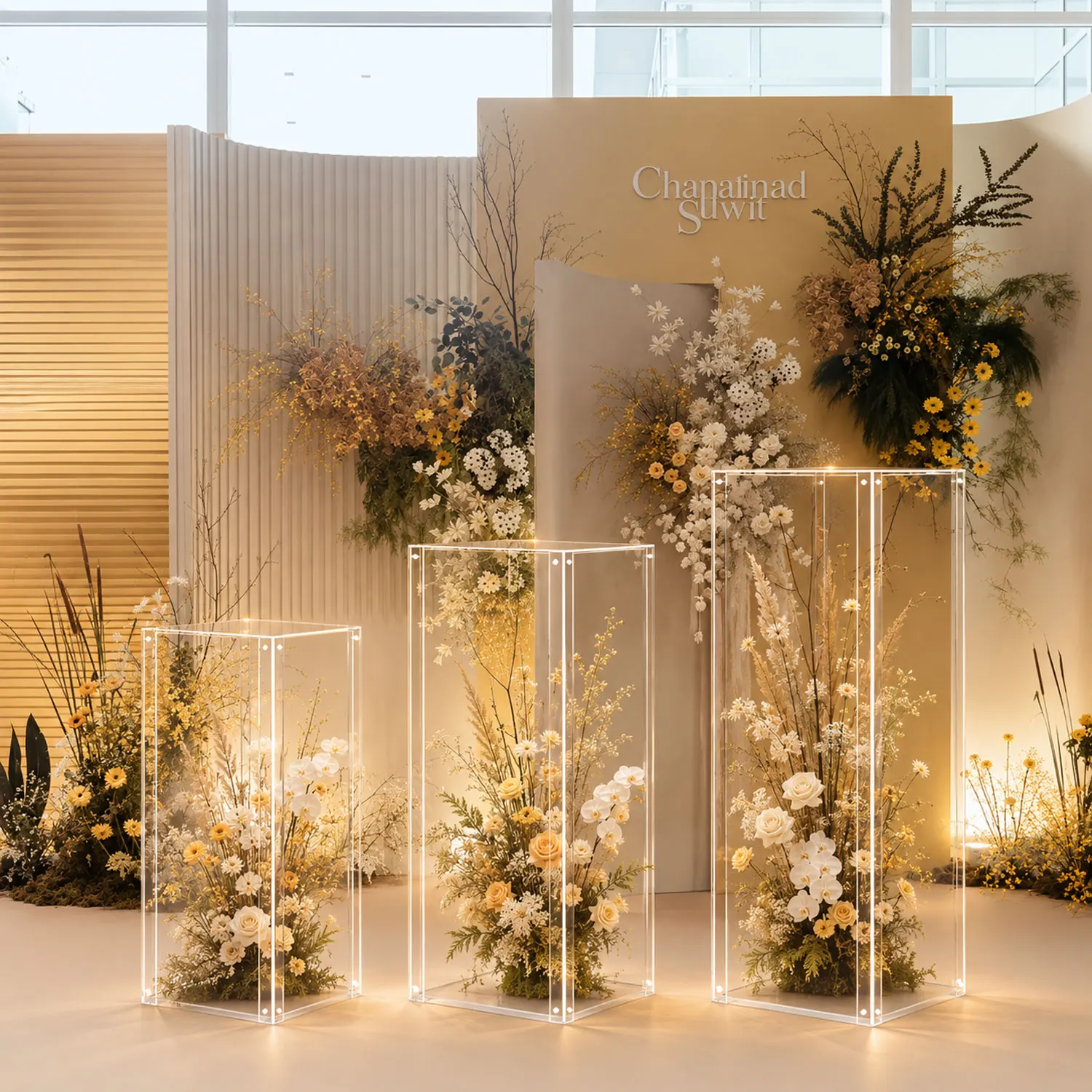 Acrylic Column Pedestal Stand for Party 3PCS Clear Lucite Display Pedestal for Cake Wedding Events Art Gallery Party Decor - Image 3