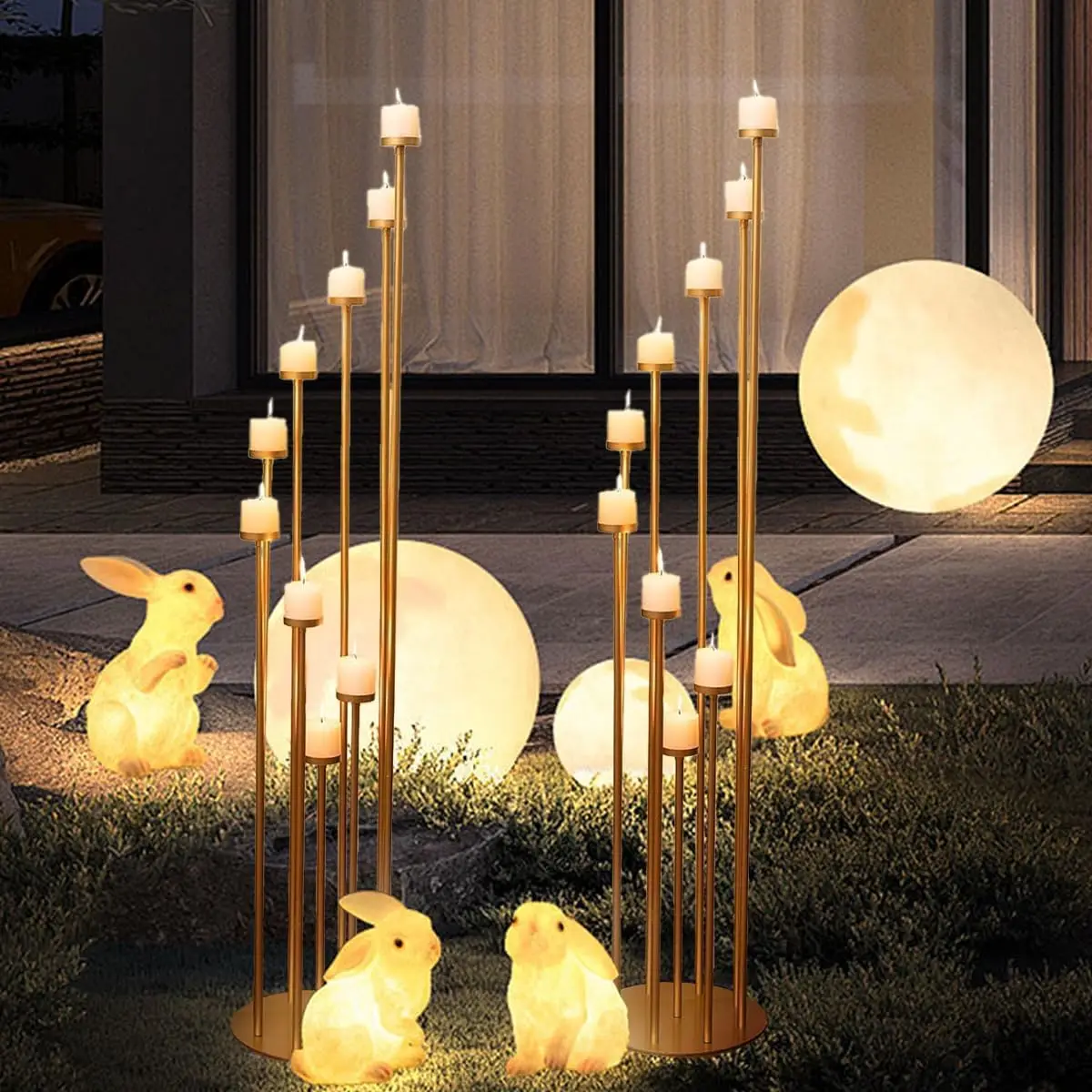 8Pcs Gold Floor Candle Holder 46.3'' 9 Arm Floor Candelabra Tall Candlestick Holder for Home Birthday Wedding - Image 5